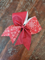 Red Paisley Cheer Bow/Western Bow.