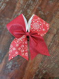 Red Paisley Cheer Bow/Western Bow.