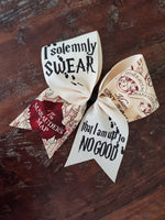 wizard Up to No Good Cheer Bow made with licensed Harry Potter fabric