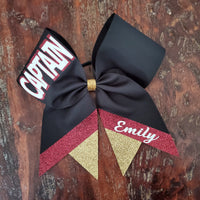 Custom Cheer Bow/Senior Bow/Softball Bow/ with Name and Striped tail