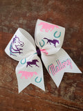 Horse Themed Cheer bow/ Horse Party Bow