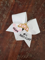 Birthday Princess Cheer Bow with Name and Crown.