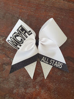 Custom Cheer Bow/Senior Bow/Softball Bow/ with Name and Striped tail