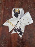 Full Glitter Summit/Worlds Bow with Rhinestones and 1 Name.