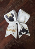 Full Glitter Summit/Worlds Bow with Rhinestones and 1 Name.