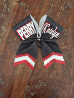 Custom FULL Glitter RHINSTONE Chevron Tail Cheer Bow/Dance Bow/Competition Bow with Name.