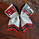 Custom FULL Glitter RHINSTONE Chevron Tail Cheer Bow/Dance Bow/Competition Bow with Name.