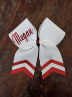 Custom White Cheer Bow/Dance Bow/Softball Bow with Name