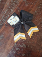 Full Glitter Chevron Tail Rhinestone Cheer Bow with Rhinestone Name