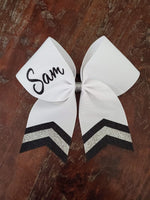 Custom White Cheer Bow/Dance Bow/Softball Bow with Name