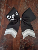 Custom Black Cheer Bow/Dance Bow/Softball Bow/ with Name
