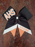 Custom Cheer Bow/Senior Bow/Softball Bow/ with Name and Striped tail