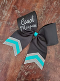 Custom Black Cheer Bow/Dance Bow/Softball Bow/ with Name