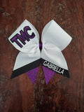 Custom Cheer Bow/Senior Bow/Softball Bow/ with Name and Striped tail