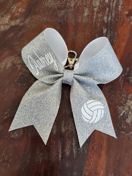 MINI FULL Glitter Bow Key-chain with Name and Sports Symbol